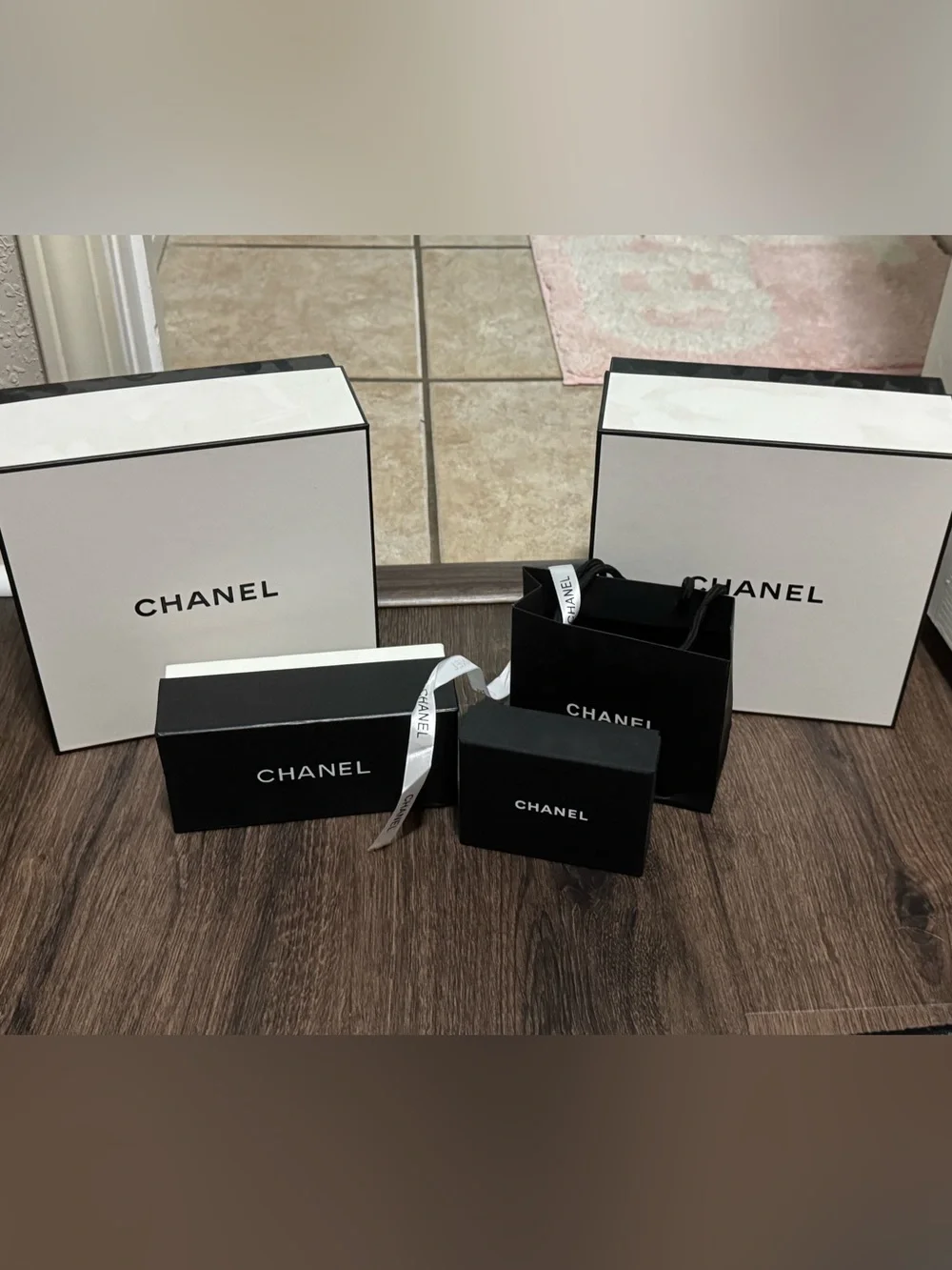 CHANEL Black & White Branded Boxes and Bag Set